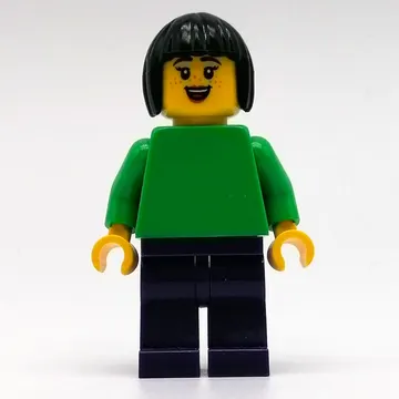 Sofie - Bright Green Torso, Dark Purple Legs, Black Hair