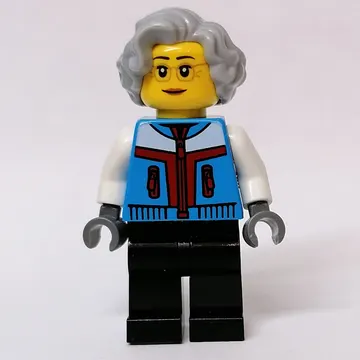 Dark Azure Torso, Black Legs, Light Bluish Grey Hair
