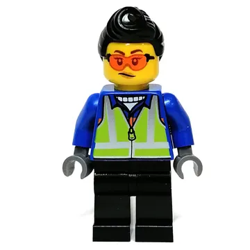 Blue Torso, Black Legs, Black Hair, Orange Sun Glasses