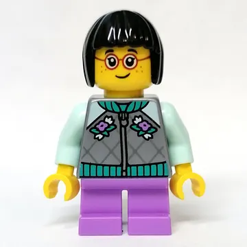 Kid - Flat Silver Torso, Medium Lavender Legs, Black Hair