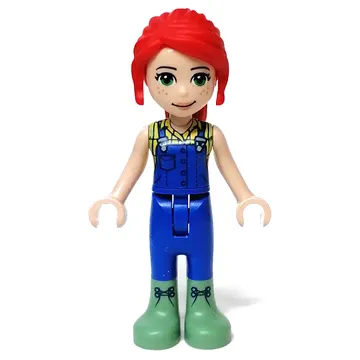 Mia - Bright Light Yellow Shirt, Blue Overalls, Sand Green Boots