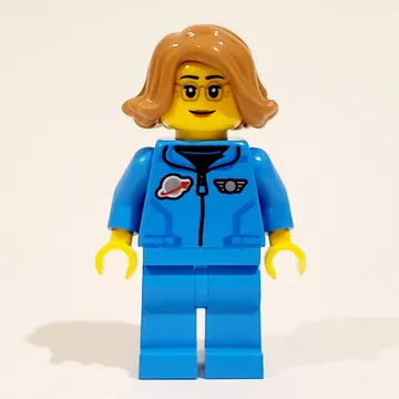 Astronaut, Dark Azure Jumpsuit, Medium Nougat Hair