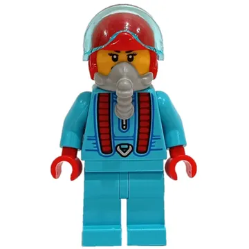 Stunt Rider, Medium Azure Jumpsuit, Red Helmet