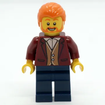 Man, Dark Red Jacket, Dark Blue Legs, Orange Hair