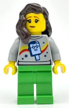 Light Bluish Grey Torso, Bright Green Legs, Dark Brown Hair