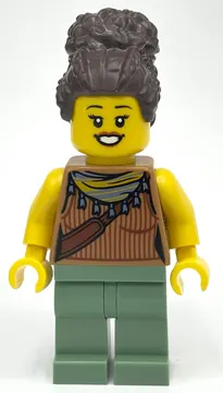 Medium Nougat Torso, Sand Green Legs, Dark Brown Hair
