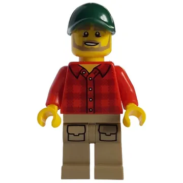 Harry Handle - Red Torso, Dark Tan Legs, Dark Green Cap