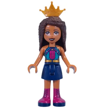Andrea - Dark Turquoise Top, Dark Blue Skirt, Crown
