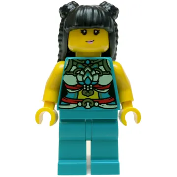 Dark Turquoise Torso, Chinese Decorations, Dark Turquoise Legs, Black Hair Long