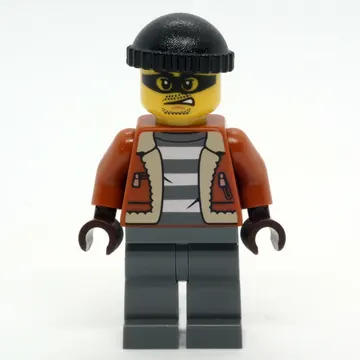 Criminal, Dark Orange Jacket, Dark Bluish Gray Legs, Black Beanie