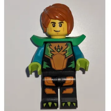 Stunt Rider, Black, Orange, and Green Race Suit