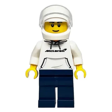 Race Driver - White Torso, Dark Blue Legs, White Helmet