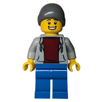 Light Bluish Grey Torso, Blue Legs, Dark Bluish Grey Beanie