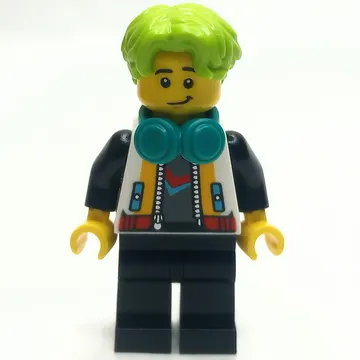 Blogger, White Jacket, Black Legs, Lime Hair