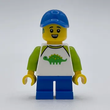 Boy, Dinosaur Shirt, Short Blue Legs, Blue Cap