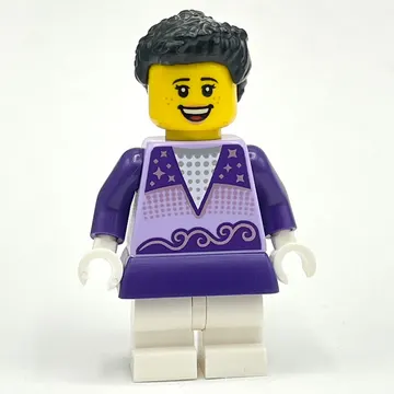 Ice Skater, Dark Purple and Medium Lavender Torso, Medium White Legs
