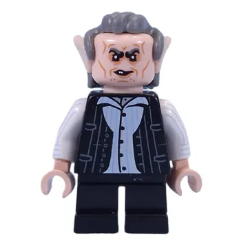 Griphook - Dark Bluish Grey Hair, Black Torso, White Arms, Black Legs