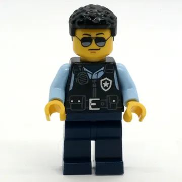 Police Officer - Black Torso, Dark Blue Legs, Short Black Hair