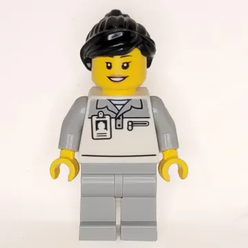 Garage Worker, White/Light Bluish Grey Suit, Black Hair