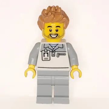 Garage Worker, White/Light Bluish Grey Suit, Medium Nougat Hair