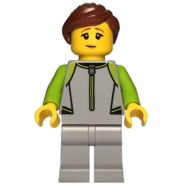 Surfer, Lime/Light Bluish Grey Wetsuit, Reddish Brown Hair