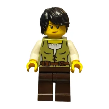 Snake Charmer, Olive Green Torso, Dark Brown Legs, Black Hair