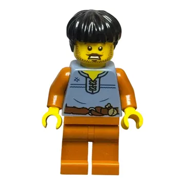 Cart Driver, Sand Blue Torso, Dark Orange Legs, Black Hair