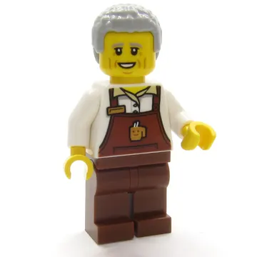 Barista, Reddish Brown Apron, Light Bluish Grey Hair