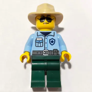 Ranger, Bright Light Blue Torso, Dark Green Legs, Fedora, Sunglasses