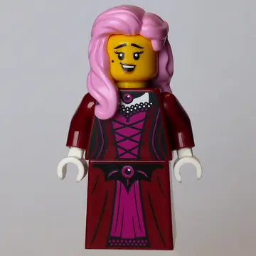Lady, Dark Red Dress, Bright Pink Hair