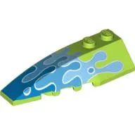 Brick Wedged, Curved 6 x 2 Left with Blue Water Splash Print