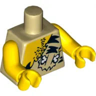 Torso Animal Fur with Black Stripe and Bone, Chest Hair Print, Yellow Arms and Hands