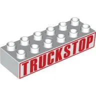 Duplo Brick 2 x 6 with 'Truckstop' In Red Letters Print
