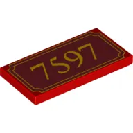 Tile 2 x 4 with Yellow '7597' and Fancy Outline Print