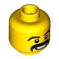 Minifig Head Mariachi, Thick Eyebrows and Moustache, Grin with Teeth Print