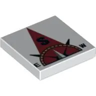 Tile 2 x 2 with Compass South 'S' in Dark Red Pointer Print