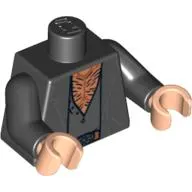 Torso Open Jacket over Open Shirt, Hairy Chest Print, Black Arms, Light Nougat Hands