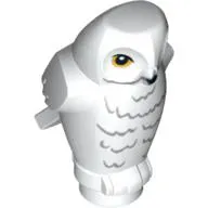 Animal, Bird, Owl Small, Angular Features with Yellow Eyes and Light Bluish Gray Rippled Chest Feathers Print