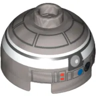 Brick Round 2 x 2 Dome Top, Hollow Stud with White and Black Print (R2-Q2)