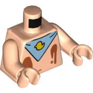 Torso Bare Chest with Belly Button (Navel), Ice Cream Splotches and Blue Bib with Yellow Duck Print, Light Nougat Arms and Hands