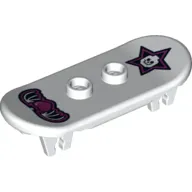 Sports Skateboard with Trolley Wheel Holders with Minifig Skull on Star and Winged Heart Print