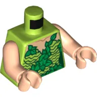 Torso Dress with Plant Foliage, and Light Nougat Neck Print, Light Nougat Arms and Hands