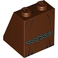 Brick Sloped 65° 2 x 2 x 2 with Bottom Tube and Black Dress Lines and Gold Celtic Knot Print