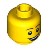 Minifig Head Chicken Suit Guy, Brown Eyebrows, Eyelashes, Open Lopsided Smile and Teeth Print