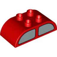 Duplo Brick 2 x 4 Curved Top with Double Window print on Both Sides