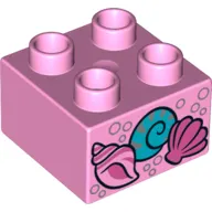 Duplo Brick 2 x 2 with 3 Shells and Silver Bubbles Print