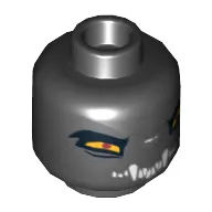 Minifig Head Wilhurt, Wolf with Orange Eyes and White Fangs, Wide Eyes / Narrow Eyes Print