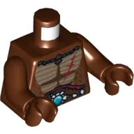 Torso Crocodile Skin with Dark Red Scar and Chi Orb Print, Reddish Brown Arms and Hands