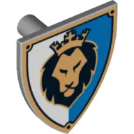 Shield Triangular with Lion Head, Blue and White Background Print