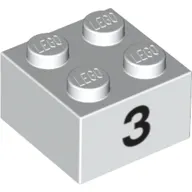 Brick 2 x 2 with Black "3" Print
